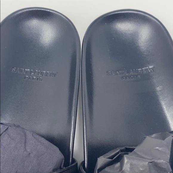 *SOLD* YSL NEW Black Logo Leather Slides/Sandals - Picture 7 of 8